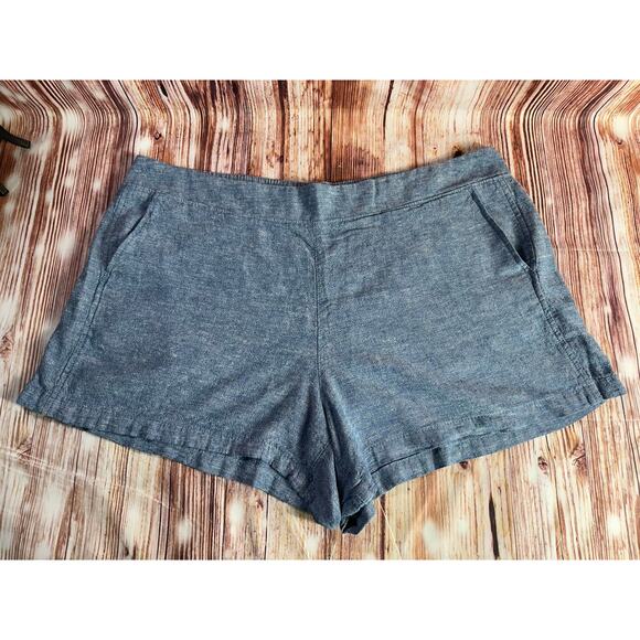 GAP Pants - GAP Sz XXL Blue Linen Blend High Rise Elastic Waist Pull On Shortie Shorts 39x4